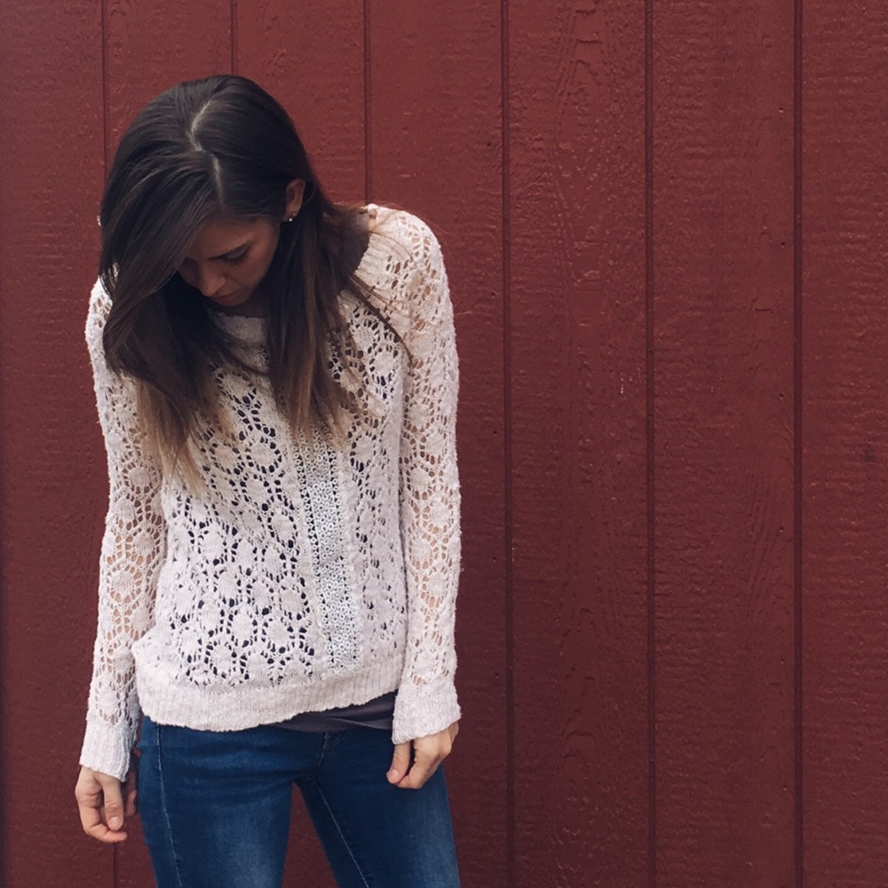 Maurice's Open Knit & Crochet Ribbed Hem Sweater